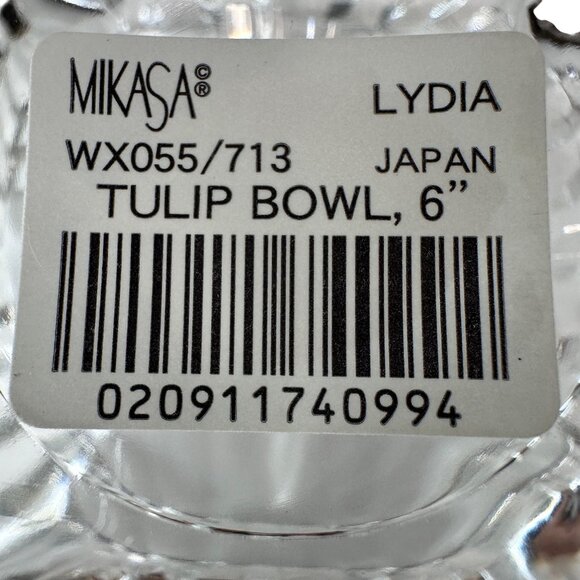 Mikasa Lydia Tulip Bowl 6" Ribbed Crystal Scalloped‎ Edge CandyDish marked Japan - Picture 6 of 8